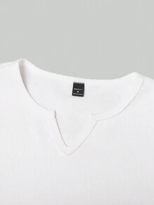 Manfinity LEGND Nam Chất rắn Textured Cổ chữ V Tay áo dài Áo thun - trắng - Xem 4