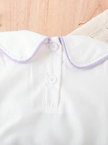 Baby Girl Lovely Elegant Casual Summer Peter Pan Collar Outfit - Purple - View 5