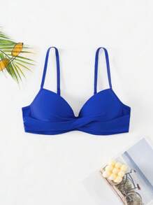 SHEIN Swim Women's Solid Color Bikini Top, Perfect For Pool,Summer Beach - Royal Blue - View 3