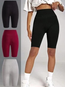 Easithlete 純色高腰運動短褲打底短褲 - 彩色 - 查看 2