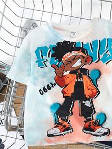 Tween男孩寬鬆休閒圖案短袖T恤 - 彩色 - 查看 3