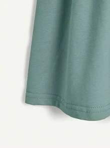 Cozy Pixies Set di 2 pezzi Abito a fantasia con coniglietto a cartone animato per bambina con bordo arricciato, scollo tondo e vita raccolta - Verde - Visualizzare 11