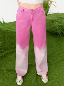 SHEINNeu Ladies' Gradient Straight-Leg Jean
