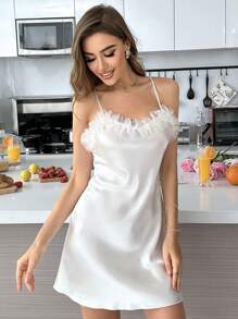 SilkySpell 女士网眼装饰吊带睡衣吊带裙睡衣奢华家居服