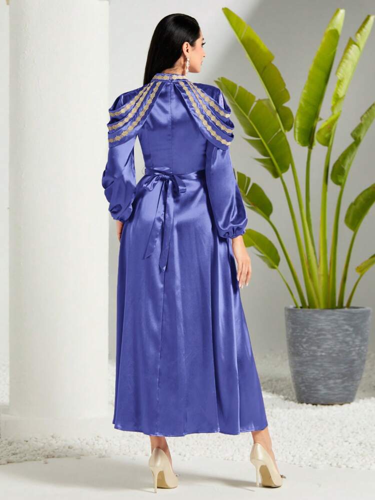 Women's Arabian Style Shawl Collar Dress, Fashionable And Versatile