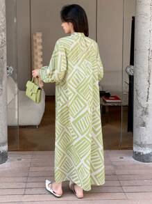 DAZY Women's V-Neck Floral Print Long Sleeve Dress,Casual Women Dresses,Fall Dress - Yellow - View 5