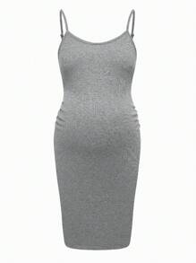 Modmama Maternity Summer Urban Casual Multicolor Tight-Fitting Spaghetti Strap Dress With Large Round Neckline