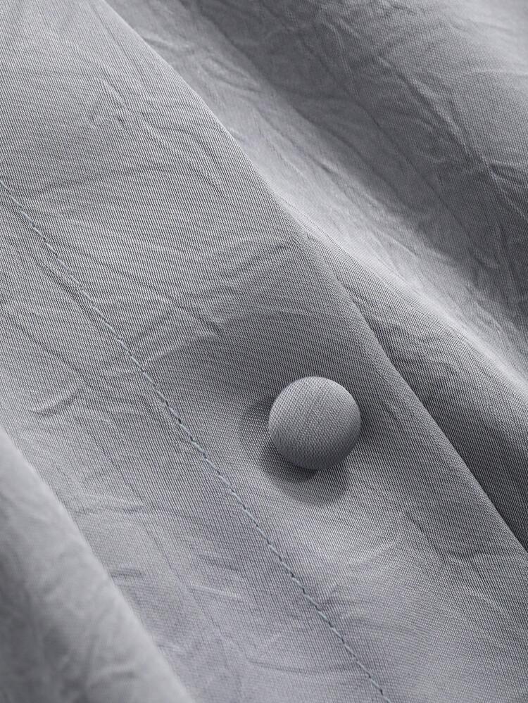 Women's Solid Color Button Detail Waist Cinched Slit Dress Sundress