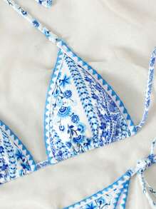 SHEIN Swim Clean Fit Halter Neck Bikini Set(Random Print) For Summer Beach Vacation