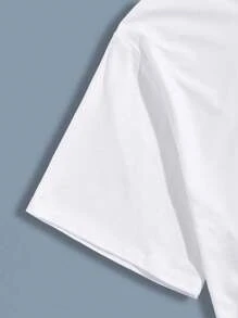 Manfinity Homme Nam Kích thước lớn Mùa hè Vòng cổ Ngắn tay Áo thun Với In thư - trắng - Xem 3