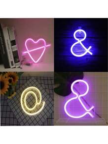 1入藍色26個字母霓虹燈led字母心形數字裝飾燈,適用於酒吧廣告標誌派對卧室夜燈