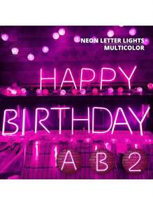 1pc Pink 26 Letter Neon Light With Stand DIY Name Sign Wedding Party Alphabet Number LED Night Lamp For Bar Advertising Logo Decor