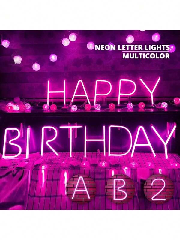 1pc Pink 26 Letter Neon Light With Stand DIY Name Sign Wedding Party Alphabet Number LED Night Lamp For Bar Advertising Logo Decor