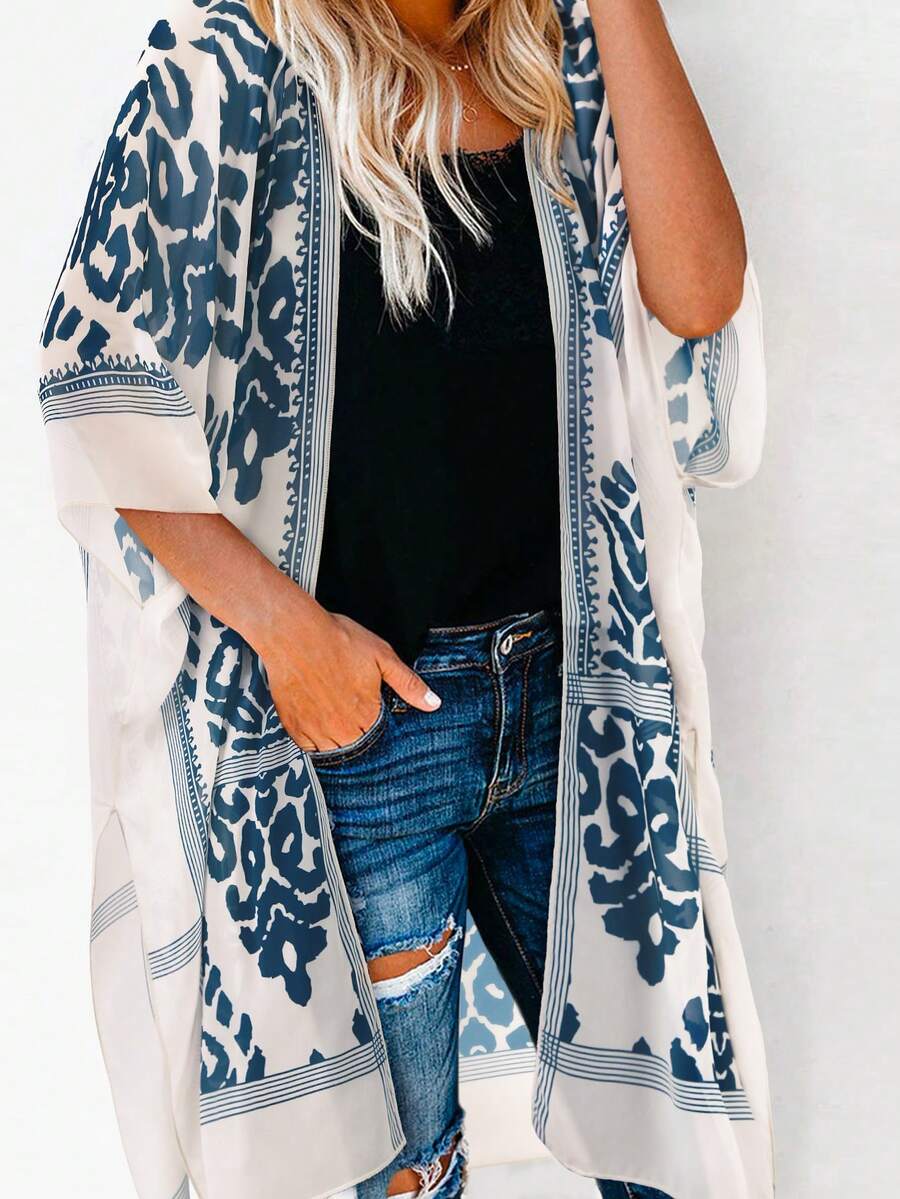 Women's Full Printed Beach Cover-Up Kimono Cardigan For Summer - Multicolor - View 1