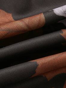 ROMWE Goth Đời Boho Vintage Hoa Lưới Full Toàn Khắp In Cổ Vuông Spaghetti Dây Cao Cấp Nàng Tiên Cá Viền Midi Đầm Dành Cho Nữ - Nhiều màu - Xem 4