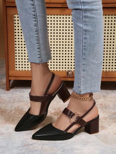 Women's Pointed Toe Chunky Heel Slip-On Mules Sandals, Comfortable Fashion Versatile Spring/Summer 2025 New Arrival