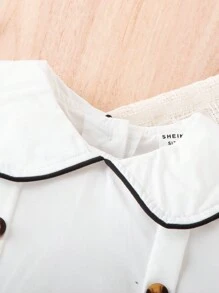 夏季寶寶女孩可愛休閒短袖上衣和短褲套裝 - 黑色 - 查看 4