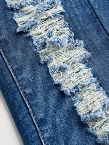 SHEIN Girlism Jeans mit ausgestelltem Bein im Boho-Stil mit Distressed-Effekt für Tween Mädchen im Frühjahr und Sommer