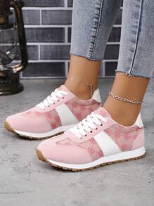 Women's New Princess & Fairy Embroidered Floral Print Retro British Style Sneakers, Lightweight Outdoor Casual Student Soft Bottom Non-Slip Running Shoes - Pink - View 4
