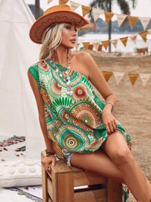 Breezaya Hình Mandala In Viền không đối xứng Áo sơ mi - Nhiều màu - Xem 6