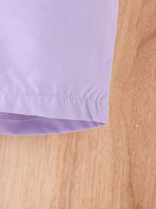 Baby Girl Lovely Elegant Casual Summer Peter Pan Collar Outfit - Purple - View 8