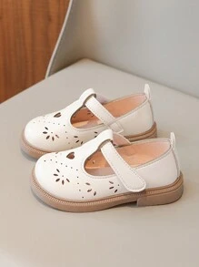 Infant Comfortable Round Toe Flat Shoes, Mary Jane Style With Magic Sticker For Baby Girls