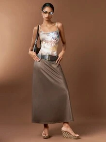 Forever 21 夏季时尚俱乐部扎染吊带裙 - 鏽棕色 - 查看 4