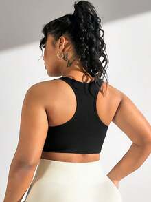 Gameset SHEIN Sport Kích thước lớn Racerback Bras thể thao - màu đen - Xem 2