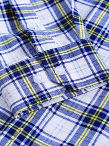 Manfinity Homme Men's Plaid Long Sleeve Shirt , Slim Fit Button Up Casual Shirt - Multicolor - View 3