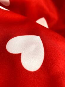 3入組愛滿載的數字印花床墊套裝,柔軟舒適透氣床套無芯,適用於臥室,客房（1*床墊套+ 2*枕套）寢具套裝（附枕套）寢具套裝（附枕套） - 紅白色 - 查看 4