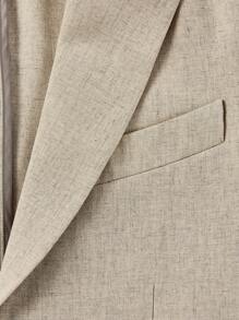 AKNOTIC Business Casual 亚麻易护理夏季梭织休闲西装外套，适合秋冬穿着 - 杏色 - 查看 6