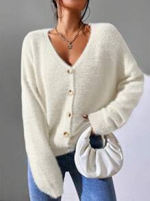 SHEIN Unity Women's Macaron Colored Cardigan - White - View 4