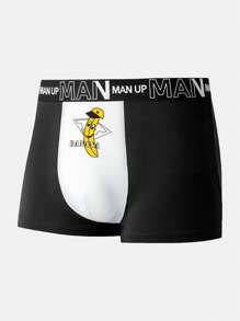 Men's Boxer Briefs With Banana Print - Black - View 1