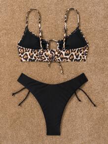 SHEIN Swim Bikini Set, Random Printed, 2 Pieces Bikini Set With Removable Padded Cups Summer Beach