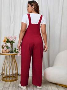 EMERY ROSE 大码女式纯色连体裤，带口袋，适合新年服装，适合冬季