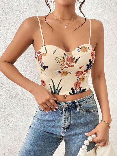 Firerie Women Camisole Top Floral Print Cami Top