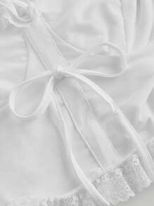 SHEIN MOD Chất rắn Schiffy Viền Ruffle Nút Cami ngọn & Váy Mermaid - trắng - Xem 3