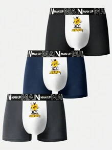3pcs/Pack Men's Cartoon Print Boxer Shorts - Multicolor - View 3