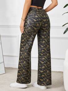 Women's Fashionable Camouflage Printed Straight Leg Pants For Casual Wear Fall Cloth For Women - Multicolor - View 2