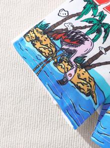 Baby Boy's Vacation Style Letter & Palm Tree Printed Casual Shorts - White - View 6