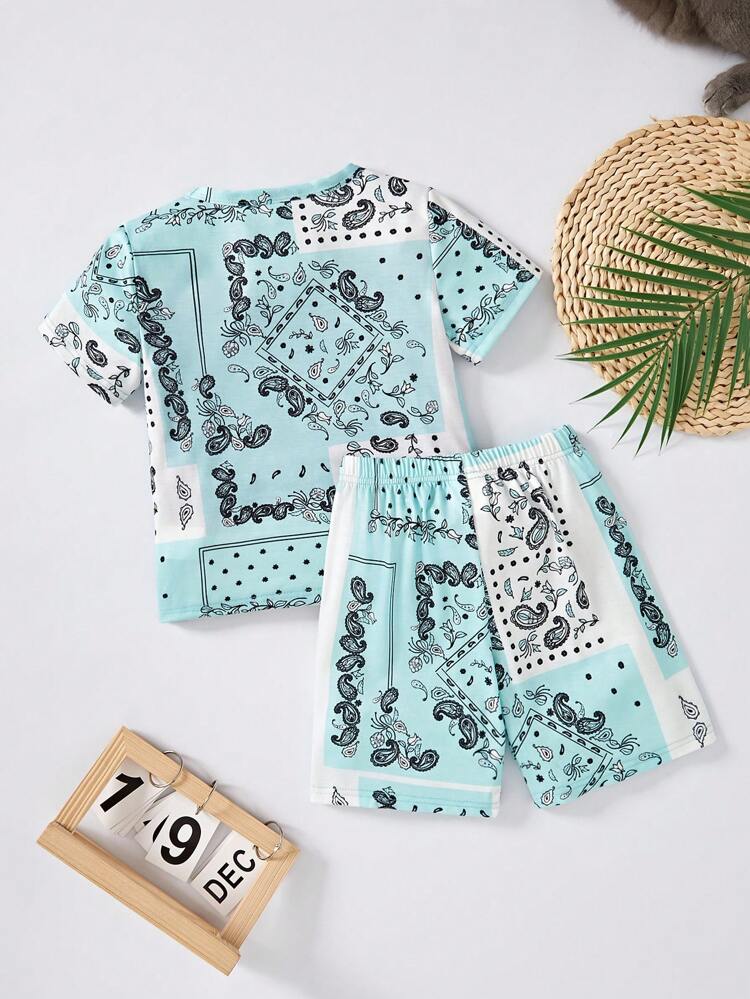 Conjunto De 2 Piezas De Ropa Para El Hogar Con Diseño Sencillo Y Estampado De Cachemira Para Niña Joven En Primavera