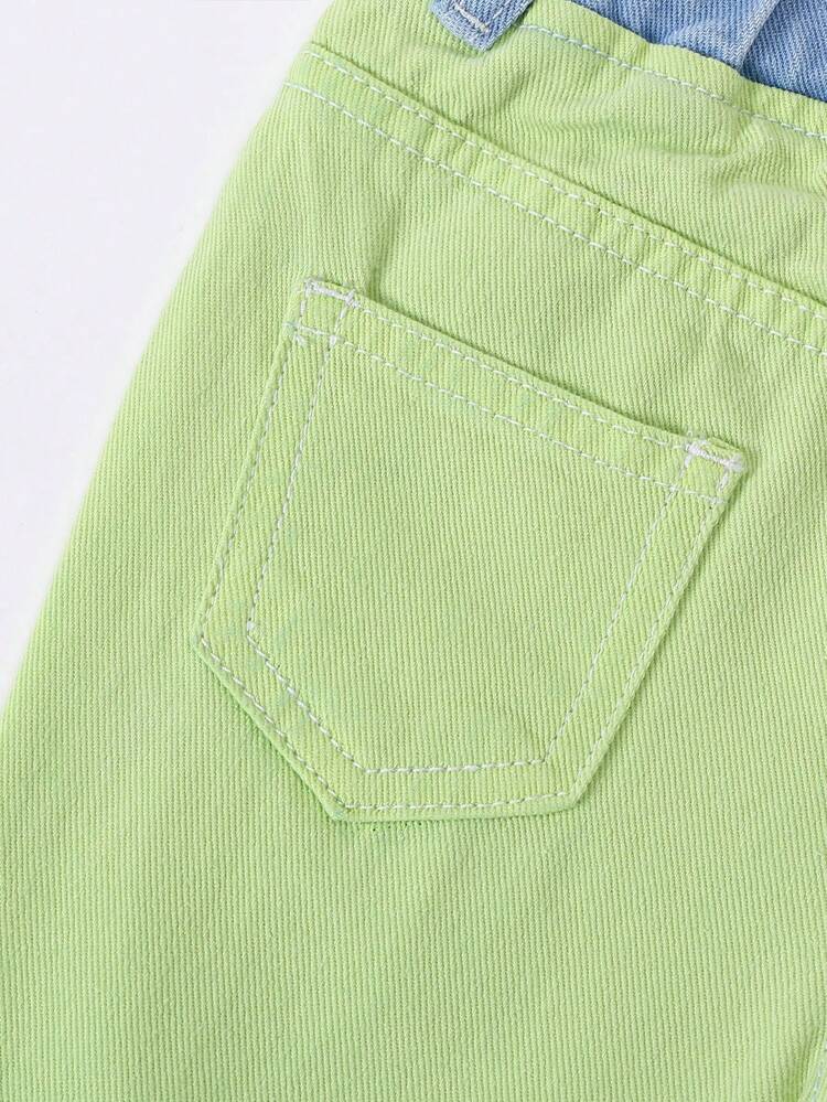 Sweet And Cool Baby Girl's Color Block Patchwork Distressed Straight Jeans