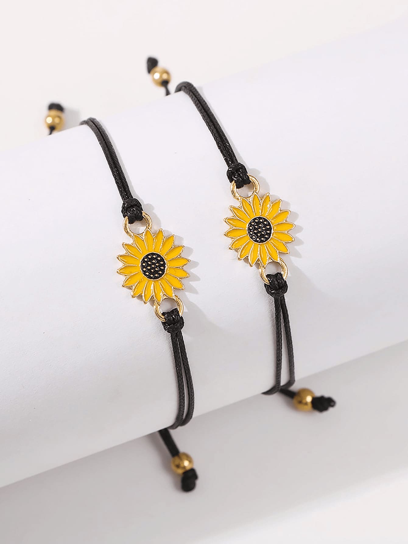 2 Piezas Pulsera De Pareja Simple Y Versátil Con Diseño De Girasol Y Margarita, Adecuadas Para Uso Diario Para Hombres Y Mujeres - Amarillo - Ver 1