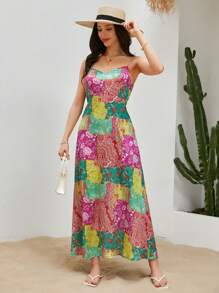 EURMUSE Womens Sleeveless Strap Dress With Paisley Print - Multicolor - View 4