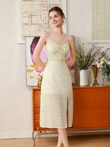 GENKIRA 女士隨機印花前扣帶無袖連衣裙,夏日度假 - 彩色 - 查看 3