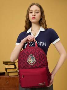 HARRY POTTER X SHEIN Red Animal Badge Printed Casual, Backpack, Bag For School, Gifts