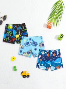 Pantalones Cortos De Natación Cuadrados Para Pierna De Baby Boy Con Estampado De Dibujos Animados Lindo - Azul - Ver 2