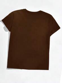 SHEIN Camiseta gráfica con estampado de leopardo, corazón y letra para mujer de talla grande, camiseta gráfica superior para el verano - Naranja - Ver 2
