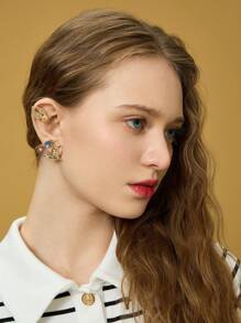 HARRY POTTER X SHEIN 3 Pairs/Set Sparkling Rhinestone Embellished Alloy Stud Earrings, The Sorting Hat & Golden Snitch, Gifts,Fashionable Jewelry,Valentine's Day, Back To School - Multicolor - View 6