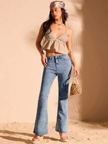 Forever 21 Women's Floral Embroidered Flared Jeans - Light Wash - View 3